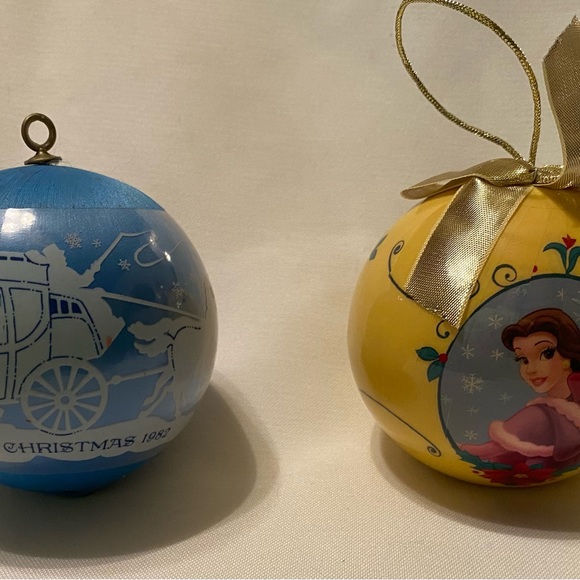 Set 2 Hallmark 1982 Moments Of Love Satin Ball & Disney Belle 3" RARE Ornaments - Picture 2 of 12